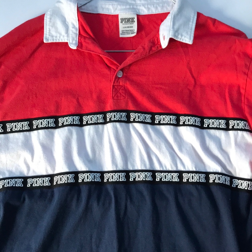 Pink Victoria’s Secret rugby shirt large